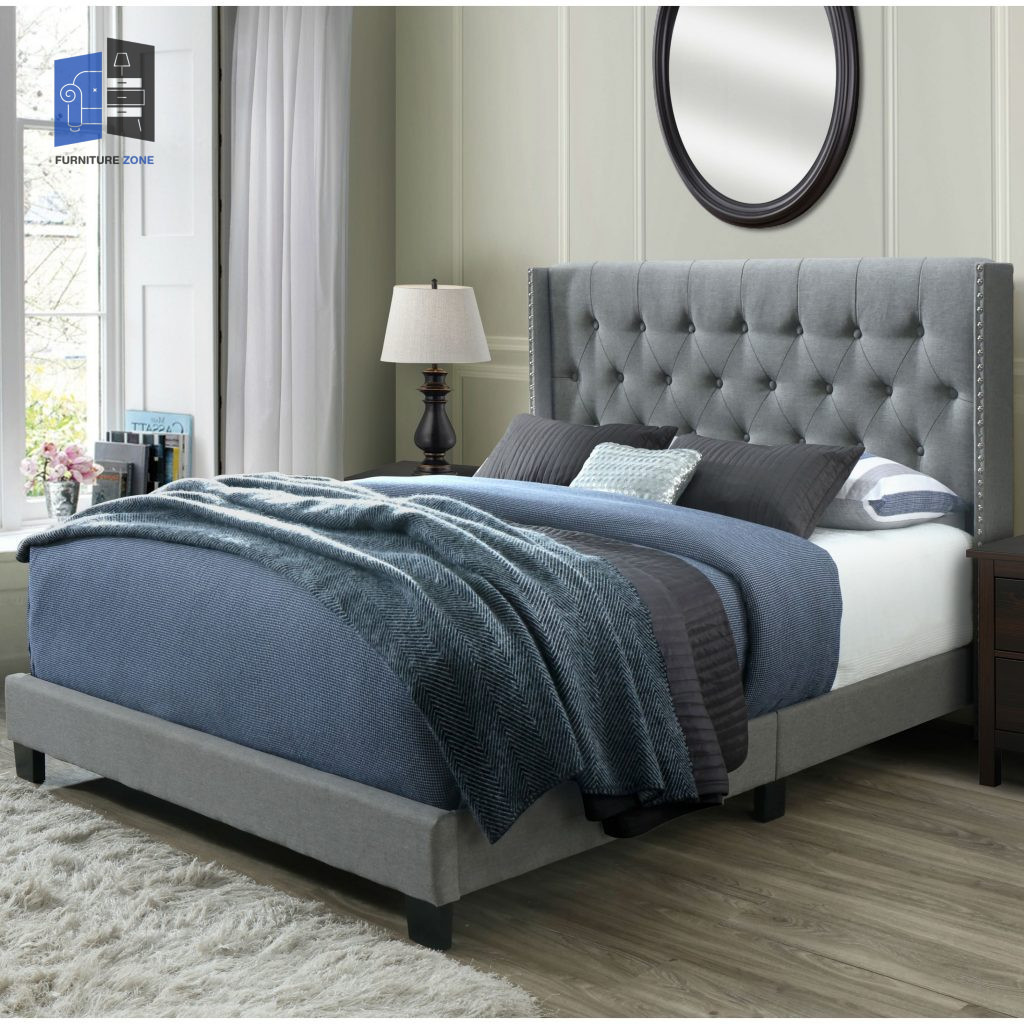 velvet-tufted Wingback Bed - FurnitureZone.pk