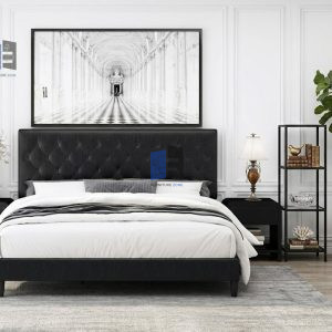 Furniture Store 17 oma bed set full bed black with two sidetables