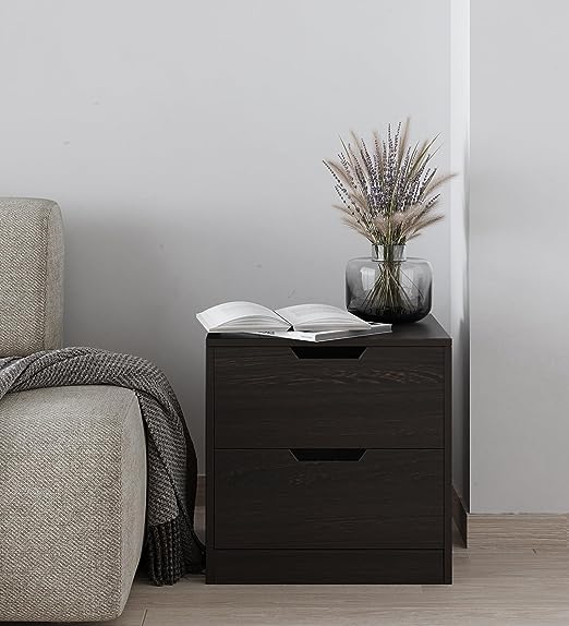 Compact Bedside Table with 2 Closed Drawers
