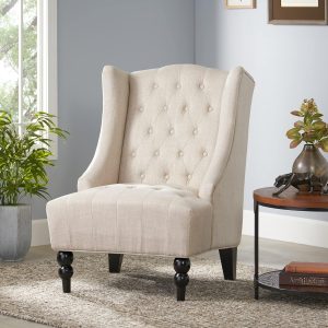 Clarice Tall Wingback Tufted Fabric Accent Chair Frnt studio