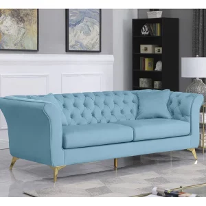 Azzurro Modern Blue Chesterfield Sofa 3 seater