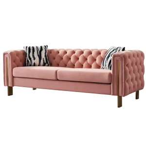 Modern velvet sofa Blush Pink color