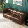 Topazio Classic Button-Tufted Leather Chesterfield Sofa