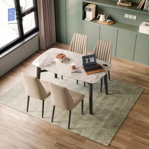 Eveline 4 Chairs Set with Dining Table