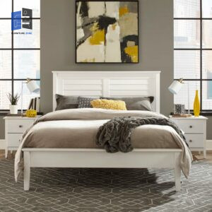 Brushed White Solid Platform Bedroom Set