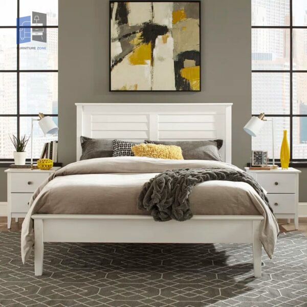 Brushed White Solid Platform Bedroom Set