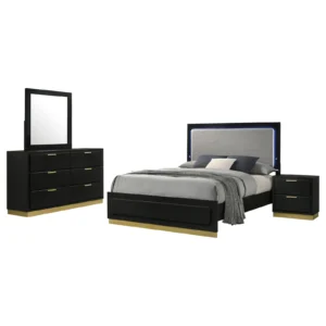 Freret 4-Piece Bedroom Set - Modern Bed, Dresser, Nightstand & Mirror