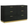 Freret+4+Piece+Bedroom+Set 6 drawers + dresser with golden border furniture