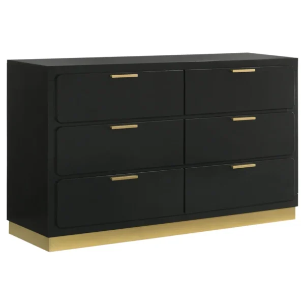 Freret+4+Piece+Bedroom+Set 6 drawers + dresser with golden border furniture