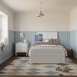 White Lamayia Single Bed with sidetable